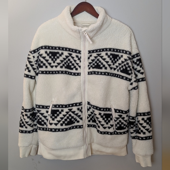 Faherty x B.Yellowtail High Pile Fleece Jacket Black Cedar Ridge Pattern, Size L - Picture 5 of 15